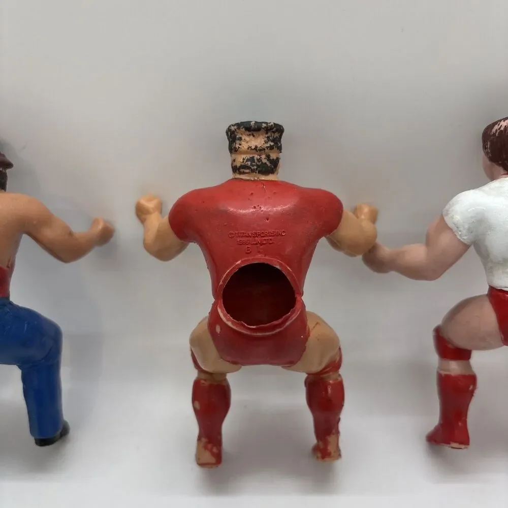 1985 ROWDY RODDY PIPER, HILLBILLY JIM NIKOLAI VOLKOFF WWF LJN THUMB WRESTLER LOT